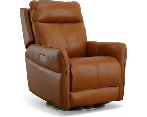 Spin Swivel Power Recliner with Power Headrest and Lumbar Blue